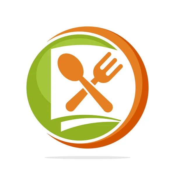 Logo Icono Con Concepto Información Gestión Medios Receta Cocina Libro — Archivo Imágenes Vectoriales