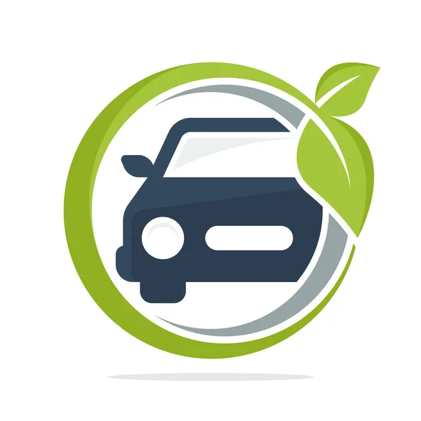 環境にやさしい自動車のコンセプト エコカーとロゴ アイコン — ストックベクタ