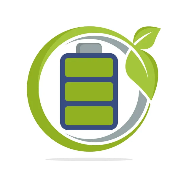 Logotipo Icono Círculo Forma Con Concepto Batería Ecológica — Vector de stock