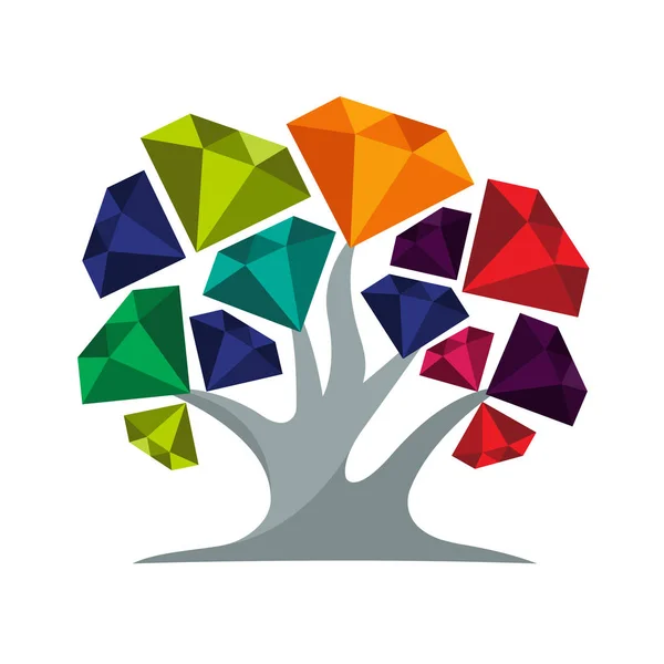 Icono Ilustración Con Colorido Concepto Árbol Diamantes — Vector de stock