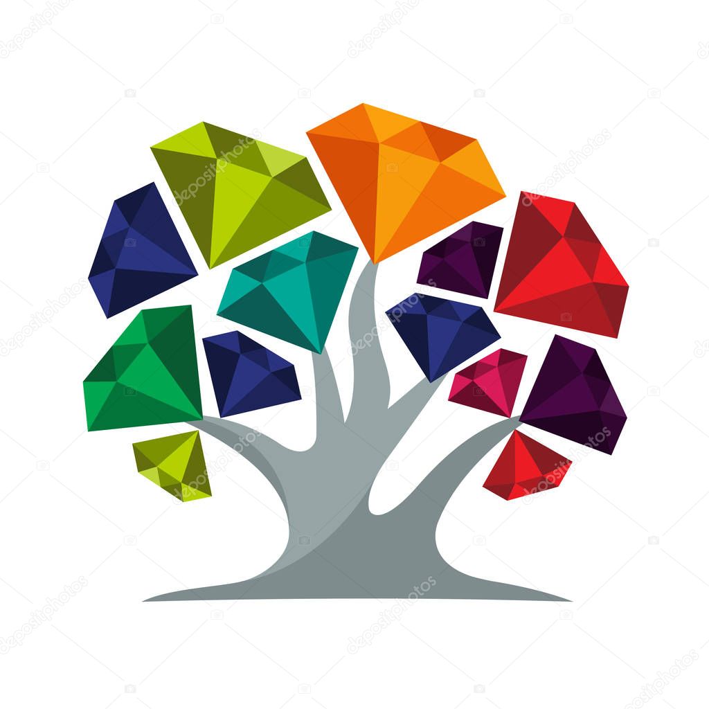 icon illustration with colorful diamond tree concept