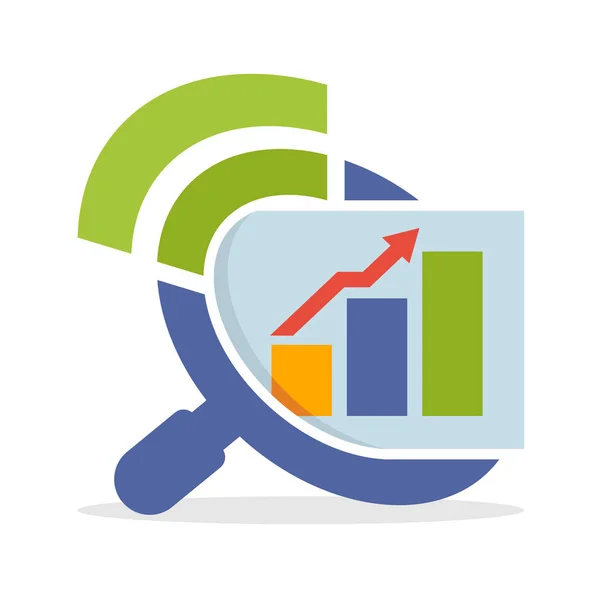 Icona Illustrazione Con Concetto Ricerca Condivisione Informazioni Sull Analisi Aziendale — Vettoriale Stock