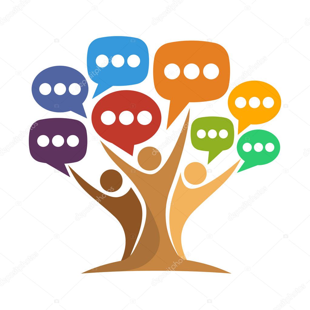Logo icon for media conversation, exchanging information