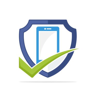 Doğru akıllı telefon koruma kavramına sahip resimli simge.