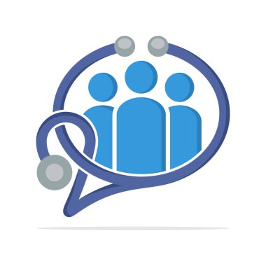 Tıp ekibi için bir iletişim forumu illüstrasyon ikonu kavramı.