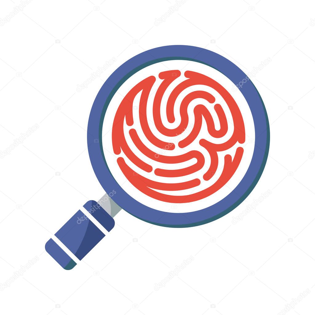 Illustrated icon with the concept of scanning fingerprints