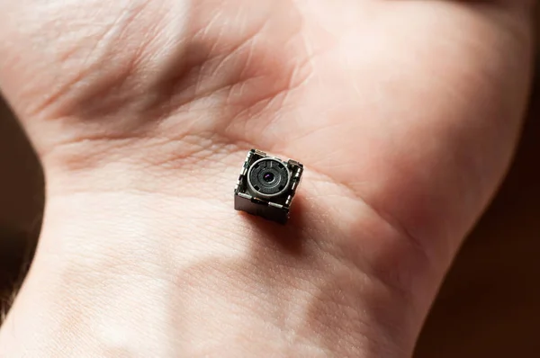 Square Module Small Camera Sewn Human Hand — Stock Photo, Image