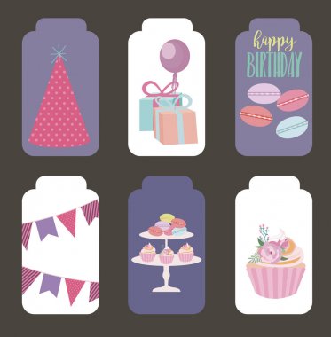 Doğum günü çıkartmaları kümesi