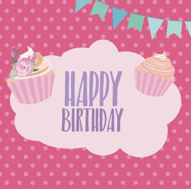 Şirin doğum günü tebrik kartı veya davet