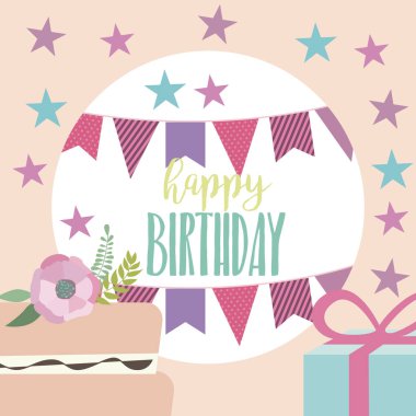 Şirin doğum günü tebrik kartı veya davet