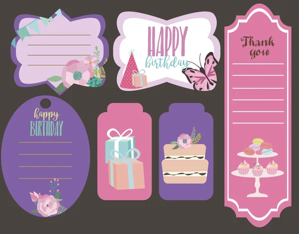 Set de pegatinas de cumpleaños — Vector de stock