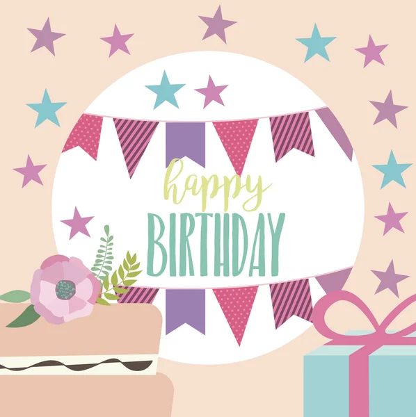 Söt födelsedag gratulationskort eller inbjudan — Stock vektor