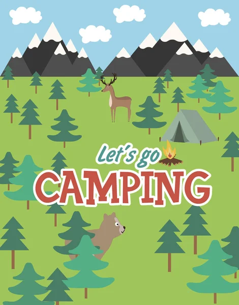 Tarjeta camping verano — Vector de stock