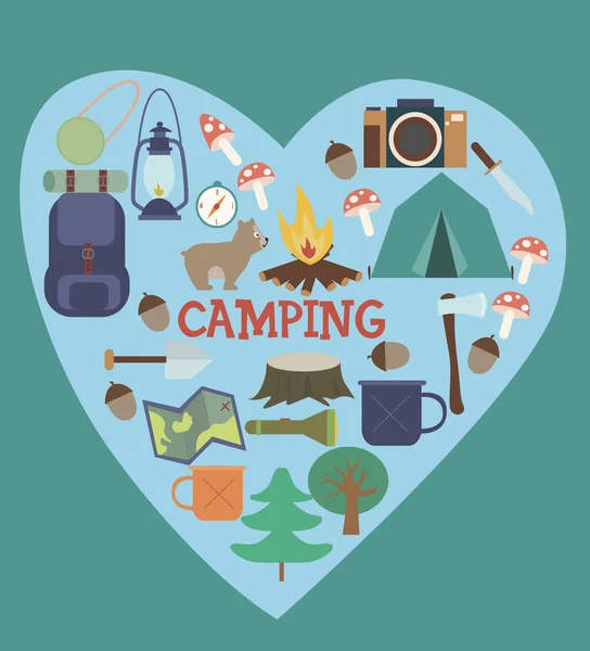 Tarjeta camping verano — Vector de stock