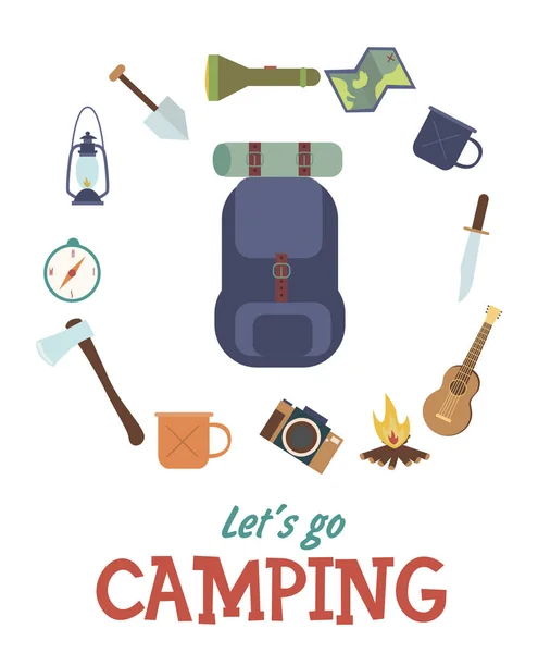 Tarjeta camping verano — Vector de stock