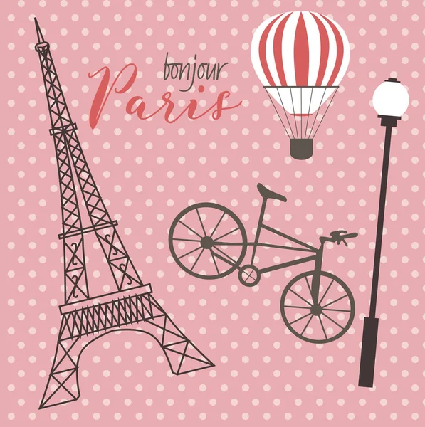Aşk için Paris kartı — Stok Vektör