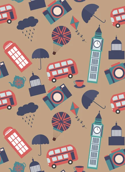 Londres motif sans couture avec des points de repère — Image vectorielle