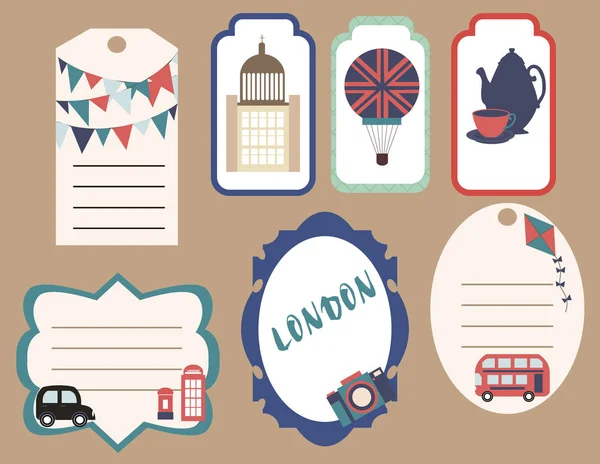 Stickers de Londres avec des points de repère — Image vectorielle