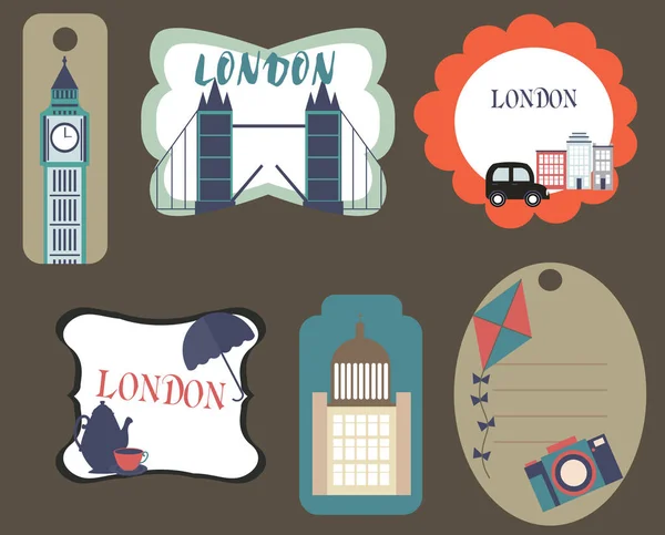 Stickers de Londres avec des points de repère — Image vectorielle