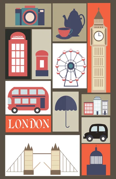 영국 런던 시티 카드 — 스톡 벡터
