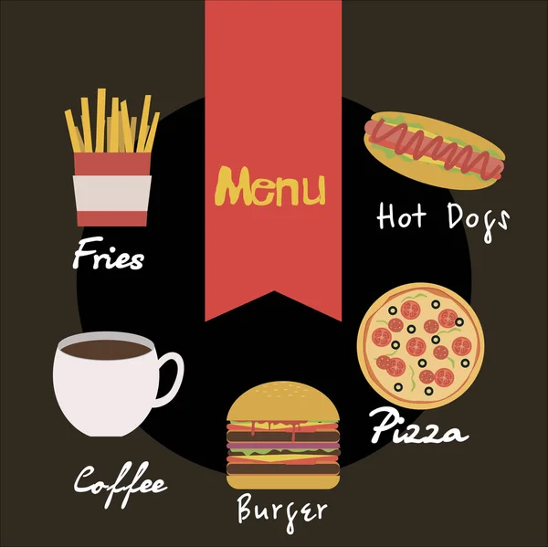 Tarjeta de menú de comida rápida — Vector de stock