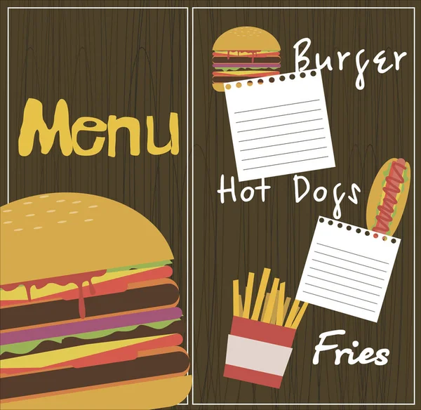 Carte de menu Fast Food — Image vectorielle