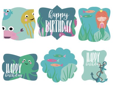 Doğum günü çıkartmaları kümesi 