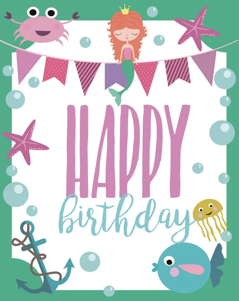 Mutlu doğum günü tebrik veya davetiye kartı şablonu