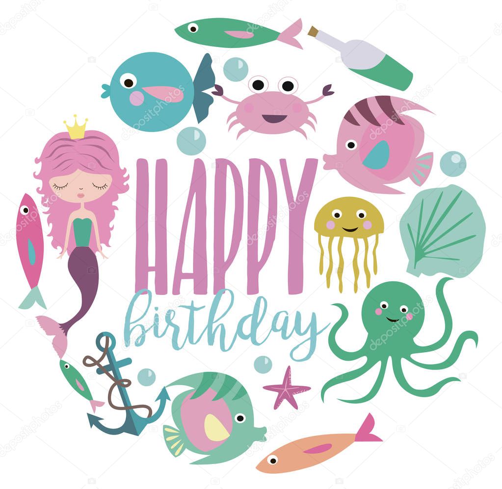 Happy Birthday greeting or invitation card template