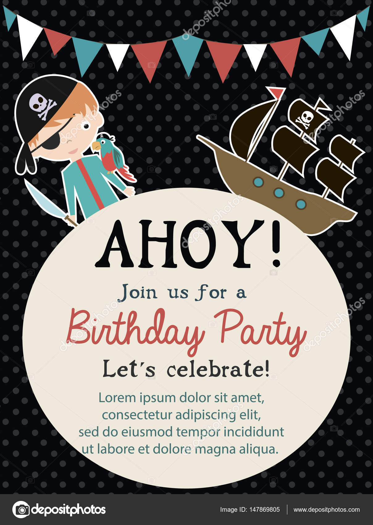 PiratenGlückwunschkarte zum Geburtstag lizenzfreie