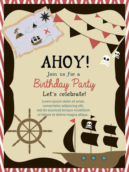 Korsan mutlu doğum günü davetiye kartı 
