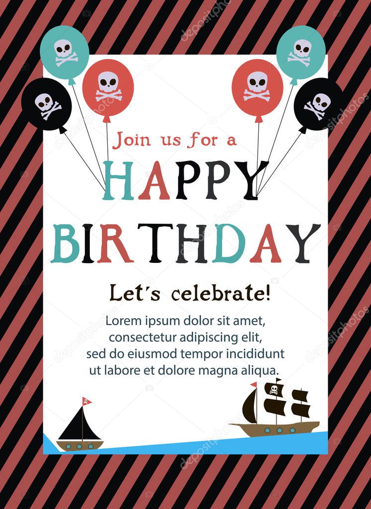 Pirate Happy Birthday invitation card 