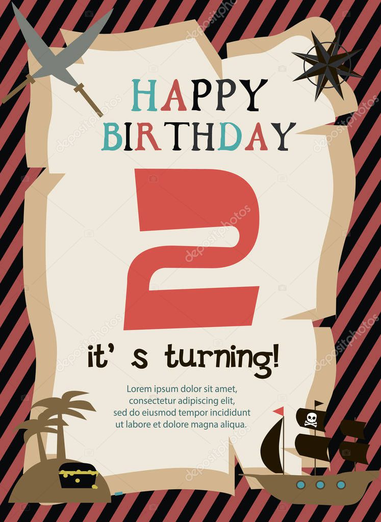 Pirate Happy Birthday invitation card 