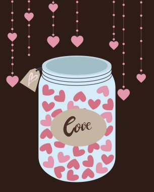 Mutlu Sevgililer günü tebrik kartı. Kart aşk