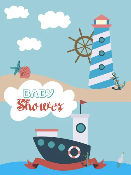 航海のベビー シャワー カード — ストックベクタ