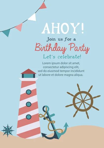 Feliz cumpleaños invitación o tarjeta de felicitación — Vector de stock