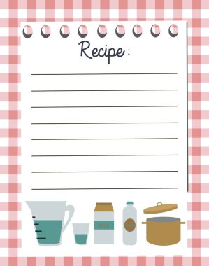 Vektör şablon tarifi kart /. Mutfak duş kart