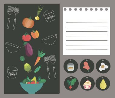 Vektör şablon tarifi kart /. Mutfak duş kart