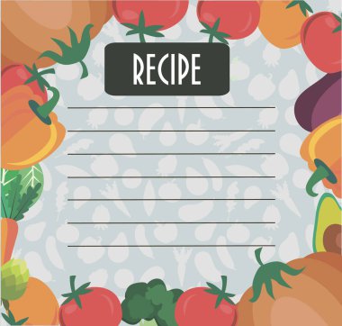 Vektör şablon tarifi kart /. Mutfak duş kart