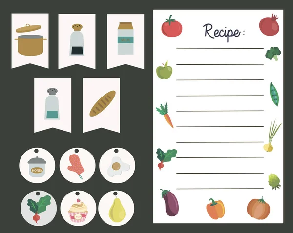 Plantilla vectorial de la tarjeta de receta. Cocina ducha tarjeta — Vector de stock