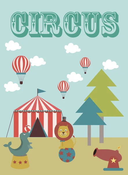 Invito o biglietto di auguri per la festa di circo — Vettoriale Stock