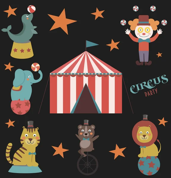 Invito o biglietto di auguri per la festa di circo — Vettoriale Stock