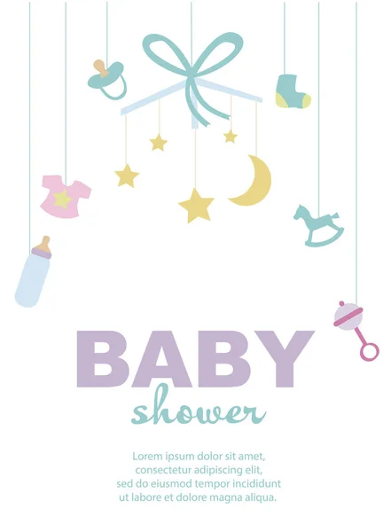 Baby Shower celebrazione biglietto di auguri e invito — Vettoriale Stock