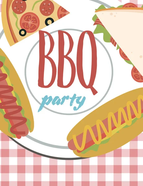 Summer party invitation Barbecue picnic card — Stock Vector