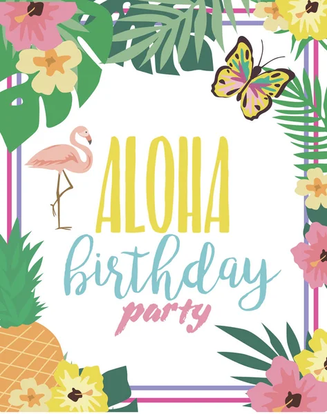 Tarjeta de fiesta de verano Aloha — Vector de stock