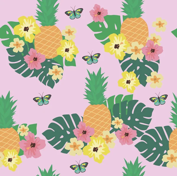 Sorunsuz tropikal çiçek vektör desen