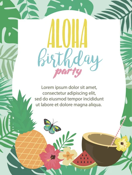 Tarjeta de fiesta de verano Aloha — Vector de stock