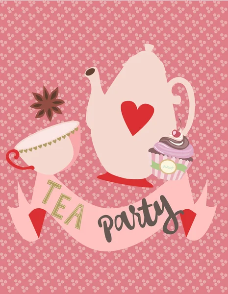 Tea party invito carta — Vettoriale Stock