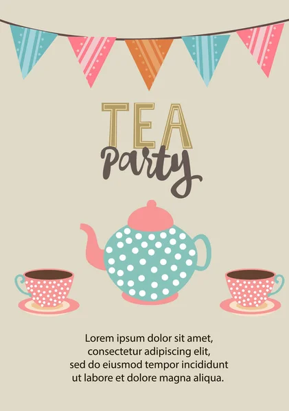 Tea party invitation card — Stock Vector