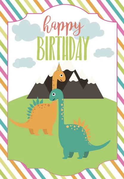 Dino doğum günü parti kartı — Stok Vektör